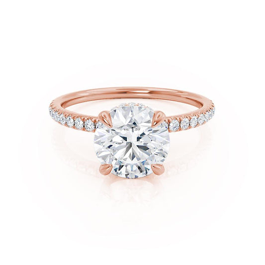 1.0 Round Shaped Moissanite Hidden Halo Style Engagement Ring