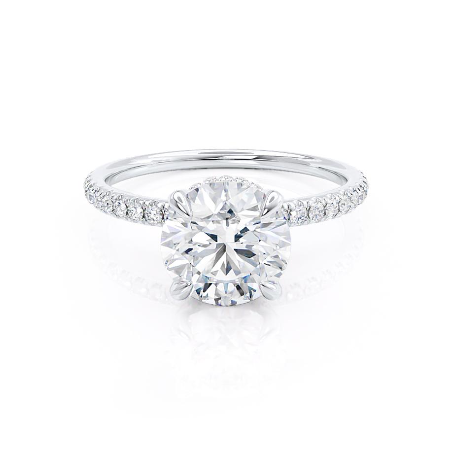 1.0 CT Round Shaped Moissanite Hidden Halo Style Engagement Ring