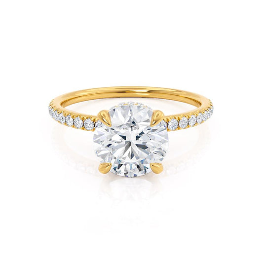 1.0 CT Round Shaped Moissanite Hidden Halo Style Engagement Ring