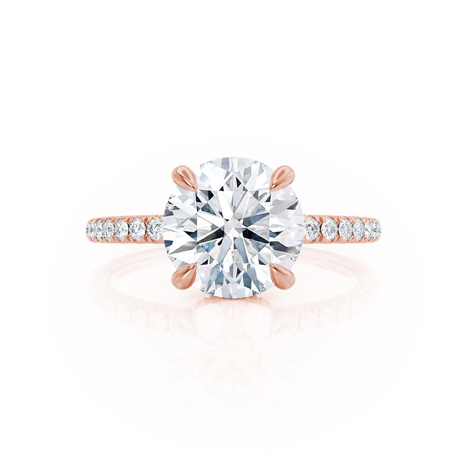 1.0 Round Shaped Moissanite Hidden Halo Style Engagement Ring