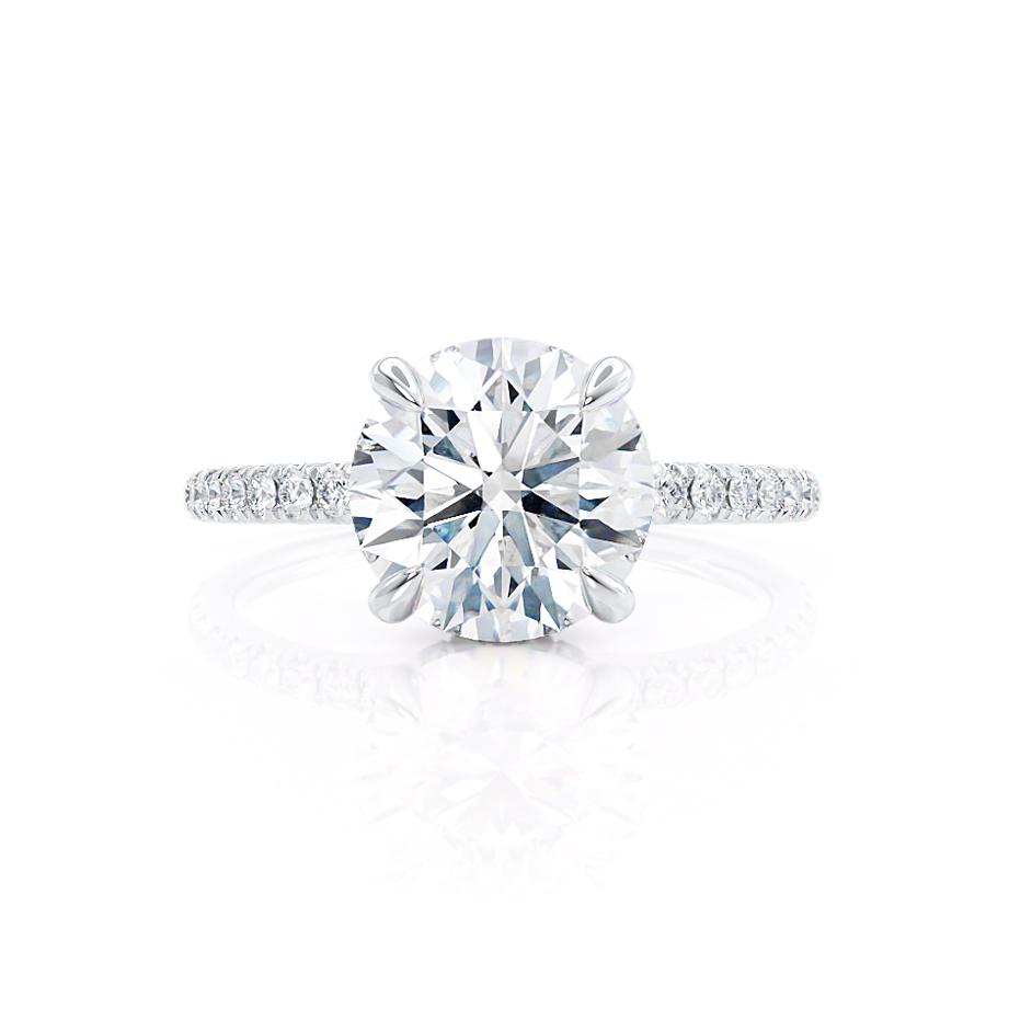 1.0 CT Round Shaped Hidden Halo Moissanite Engagement Ring