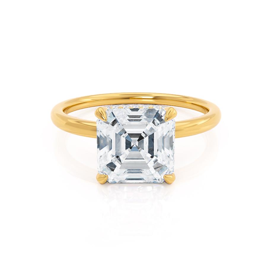 1.50 CT Asscher Shaped Moissanite Hidden Halo Style Engagement Ring