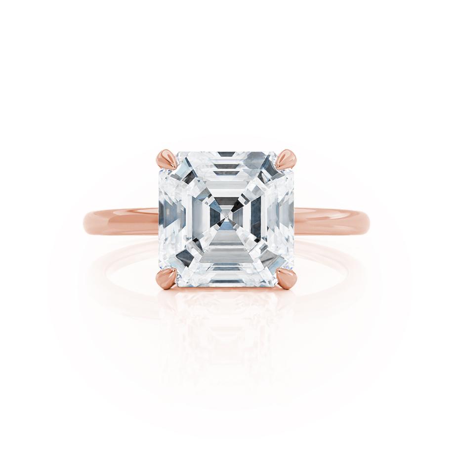 1.30 CT Asscher Shaped Moissanite Hidden Halo Style Engagement Ring