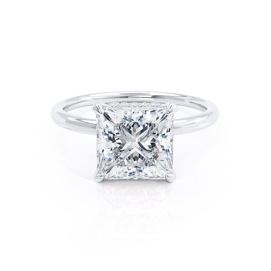 1.20 CT Princess Shaped Moissanite Hidden Halo Style Engagement Ring