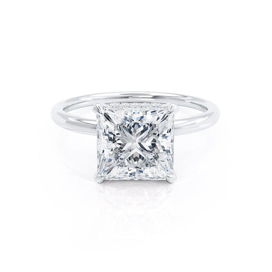 1.50 CT Princess Shaped Moissanite Hidden Halo Engagement Ring