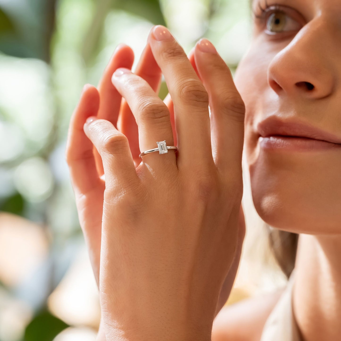 0.50 CT Emerald Solitaire Moissanite Engagement Ring