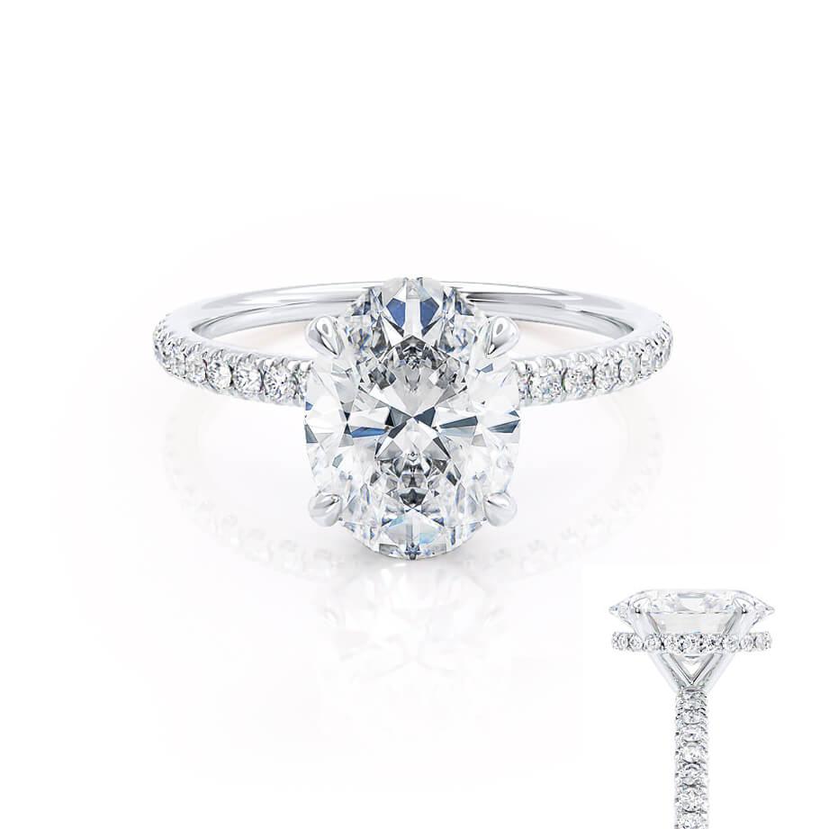 1.50 CT Oval Shaped Hidden Halo Moissanite Engagement Ring