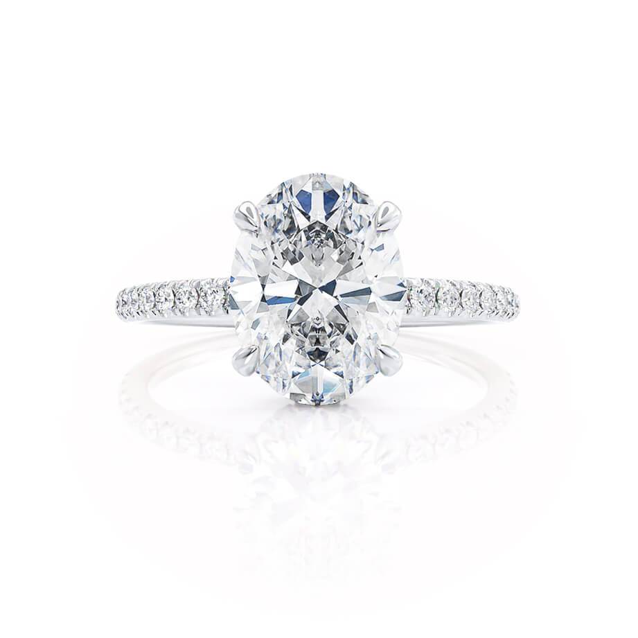 1.50 CT Oval Shaped Hidden Halo Moissanite Engagement Ring