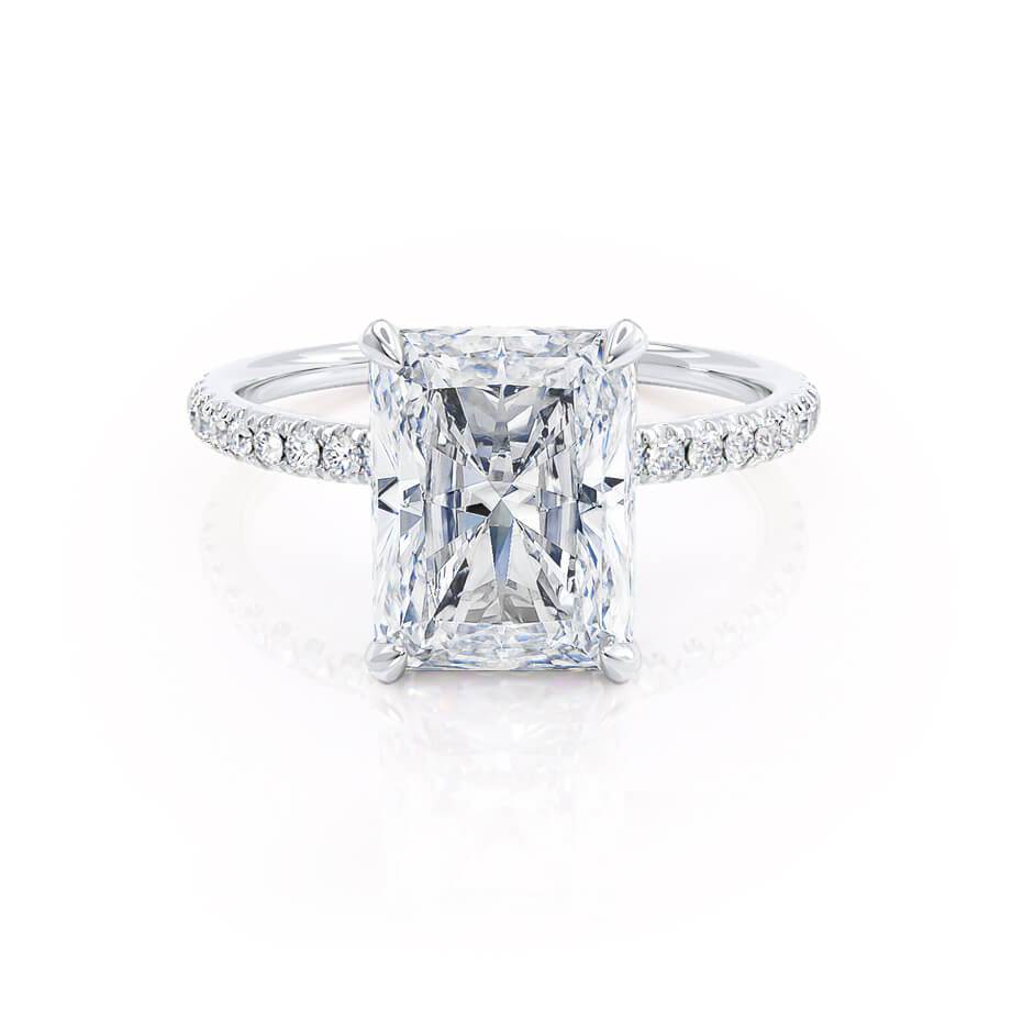 1.80 CT Radiant Shaped Moissanite Hidden Halo Engagement Ring