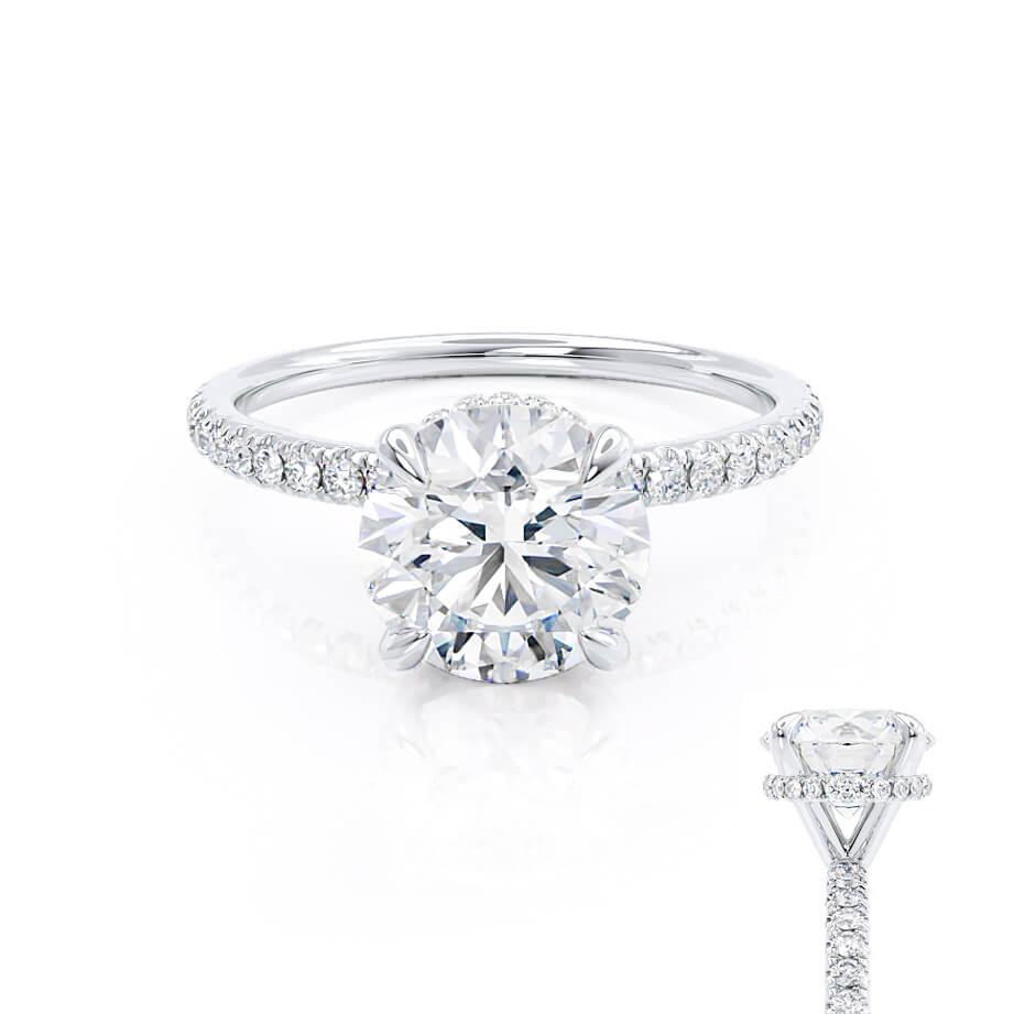 1.0 CT Round Shaped Hidden Halo Moissanite Engagement Ring