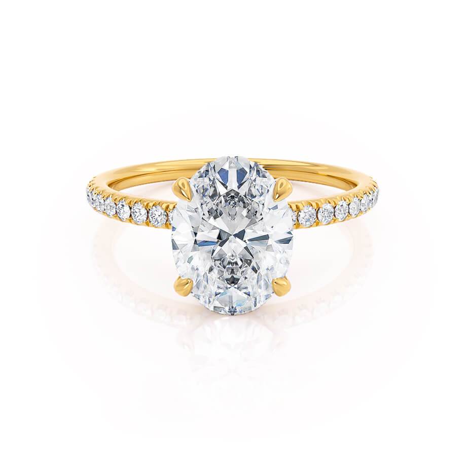 1.50 CT Oval Shaped Moissanite Hidden Halo Style Engagement Ring