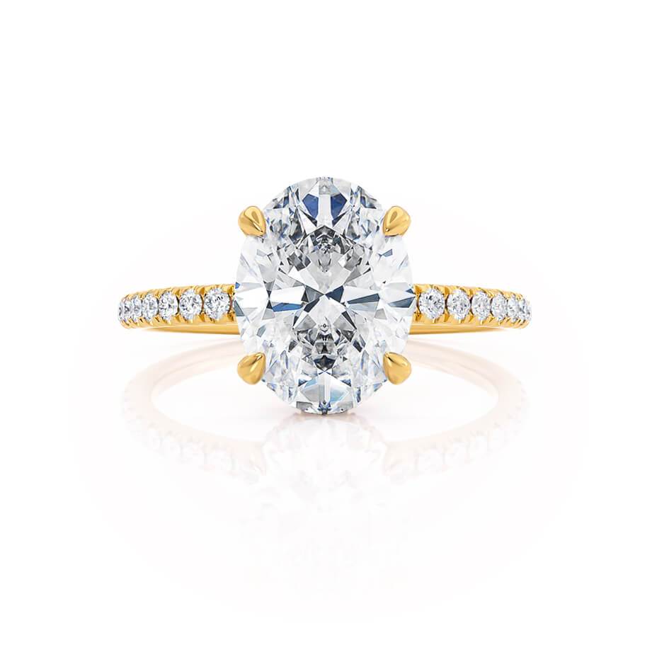 1.50 CT Oval Shaped Moissanite Hidden Halo Style Engagement Ring