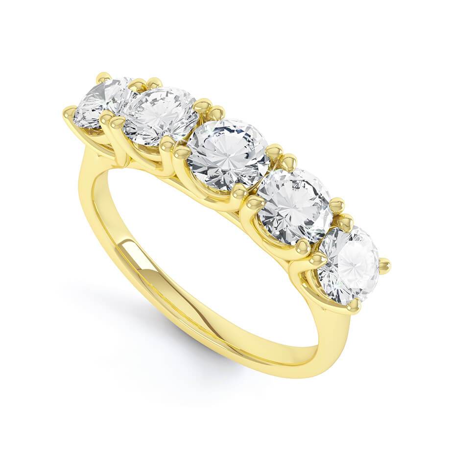 1.25 TCW Round Shaped Moissanite 5 Stones Wedding Band