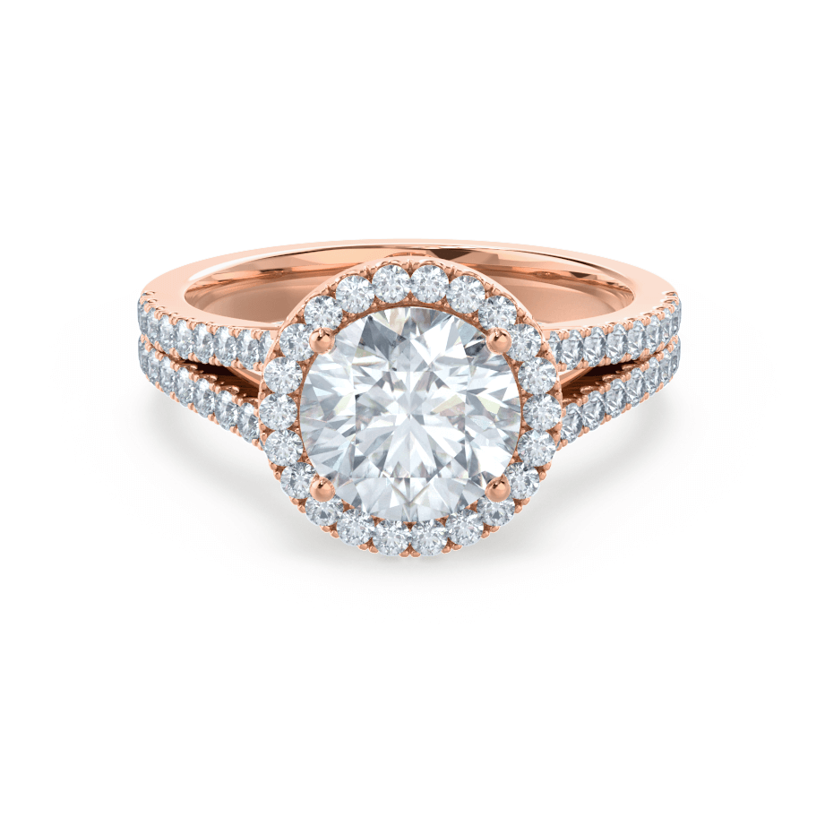 0.50 CT Round Shaped Moissanite Halo Split Shank Style Engagement Ring