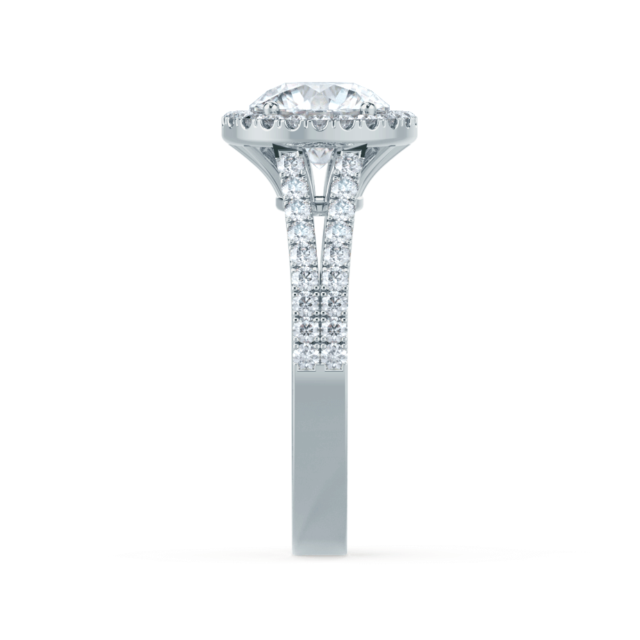 0.50 CT Round Shaped Moissanite Halo Style Double Band Engagement Ring