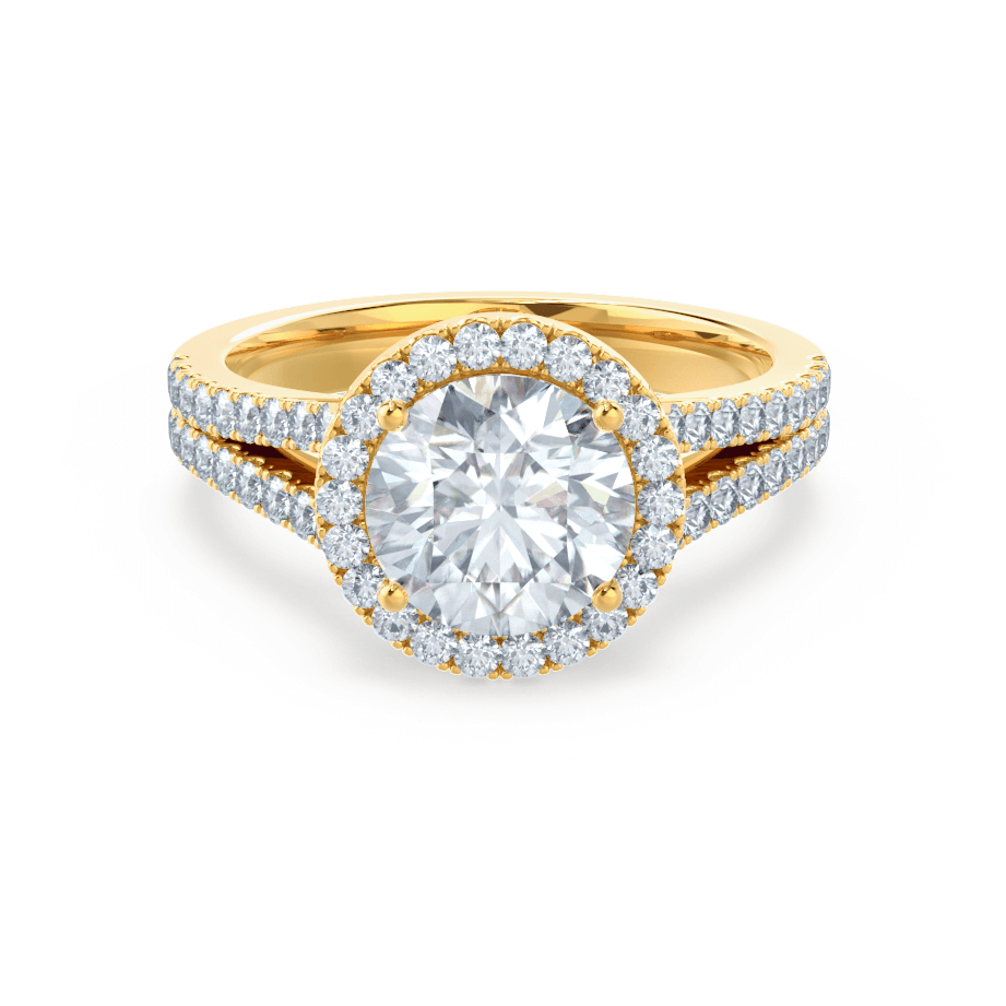 0.50 CT Round Shaped Moissanite Halo & Split Shank Style Engagement Ring