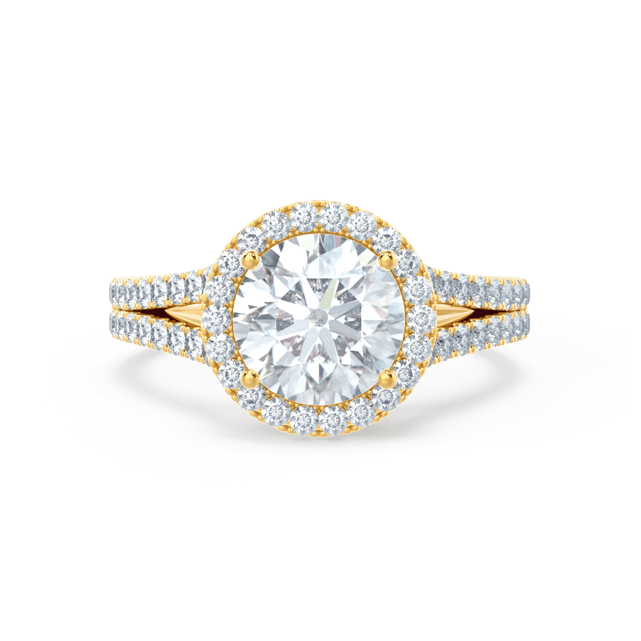 0.50 CT Round Shaped Moissanite Halo & Split Shank Style Engagement Ring