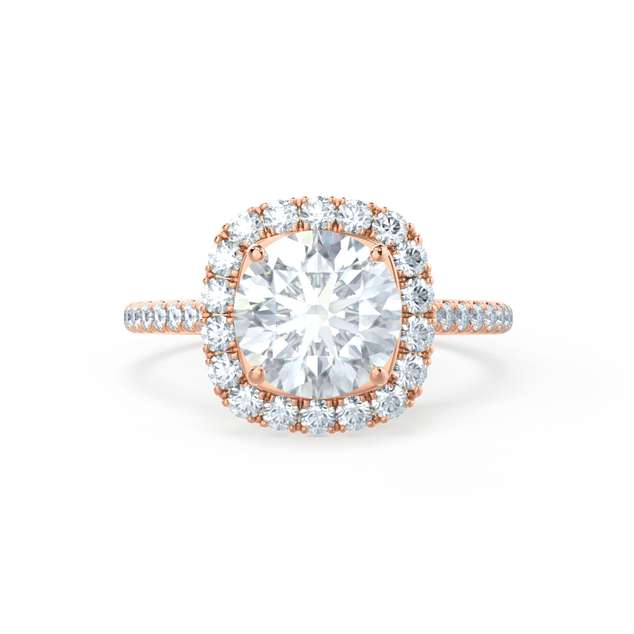 1.0 CT Round Shaped Moissanite Halo Style Engagement Ring