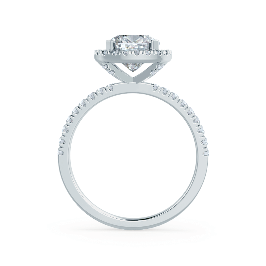 1.30 CT Cushion Shaped Moissanite Halo Pave Style Engagement Ring