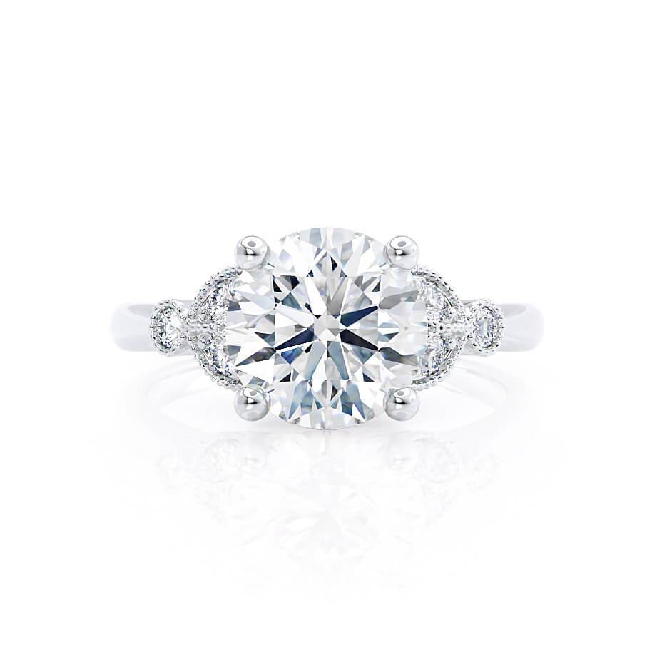 1.5 CT Round Shaped Moissanite Cluster Style Engagement Ring