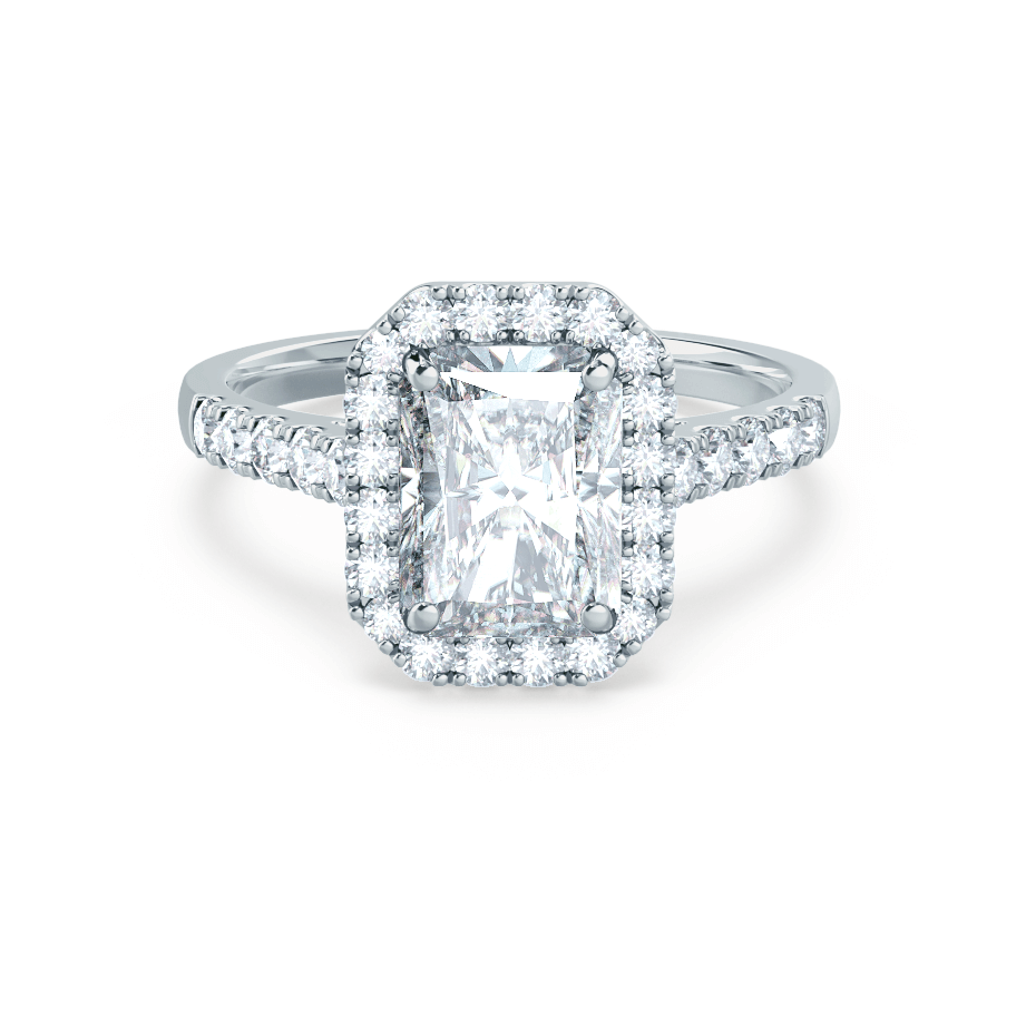 0.70 CT Radiant Shaped Moissanite Halo Style Engagement Ring