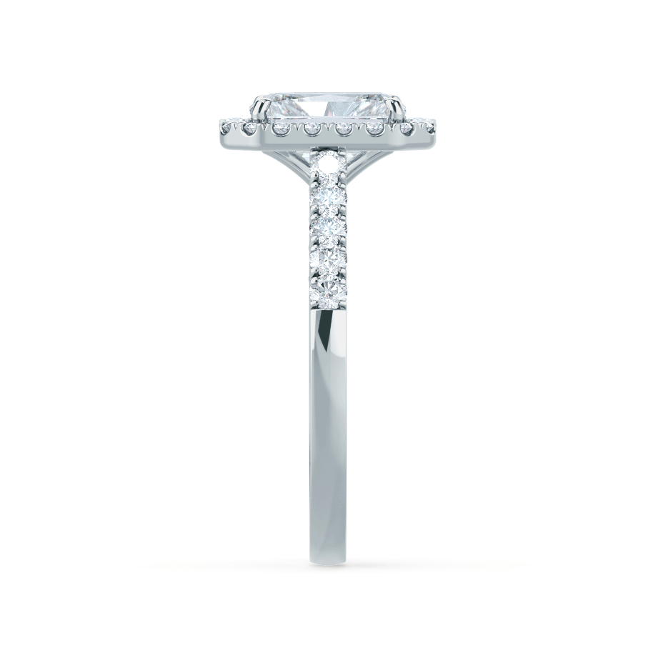0.70 CT Radiant Shaped Moissanite Halo Engagement Ring