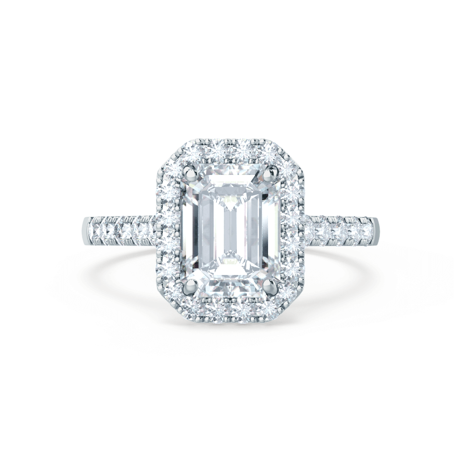 1.01 CT Emerald Shaped Moissanite Halo Style Engagement Ring