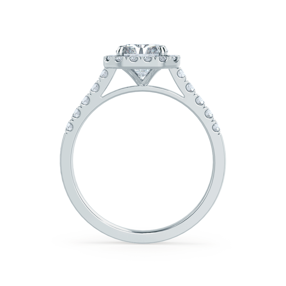 0.70 CT Radiant Shaped Moissanite Halo Engagement Ring