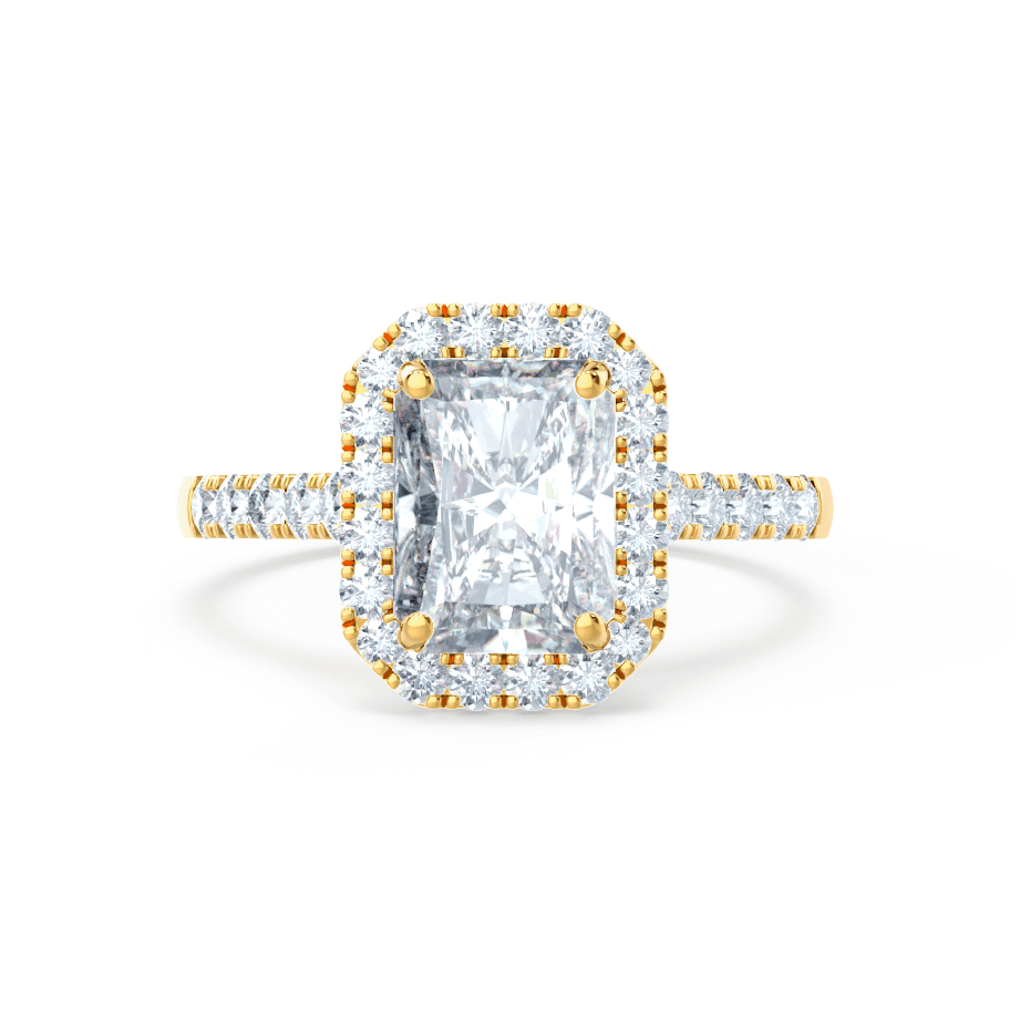 0.70 CT Radiant Shaped Moissanite Halo Style Engagement Ring