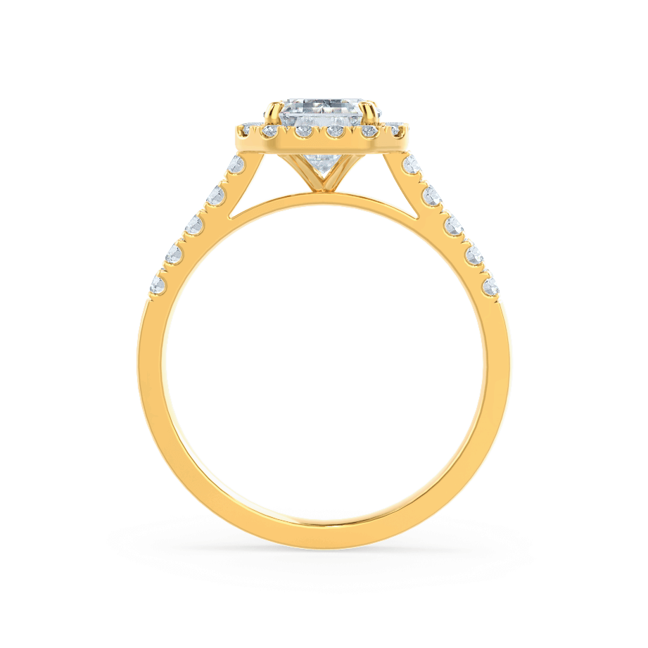 1.01 CT Emerald Shaped Moissanite Halo Style Engagement Ring