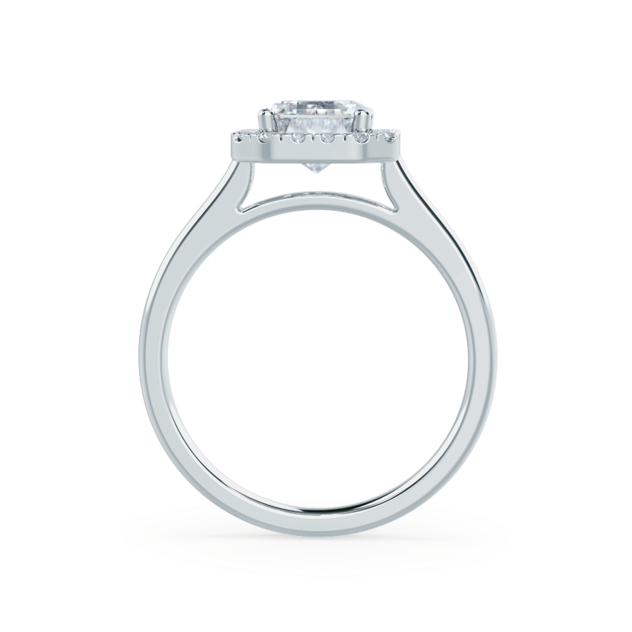 1.75 CT Emerald Shaped Moissanite Halo Style Engagement Ring