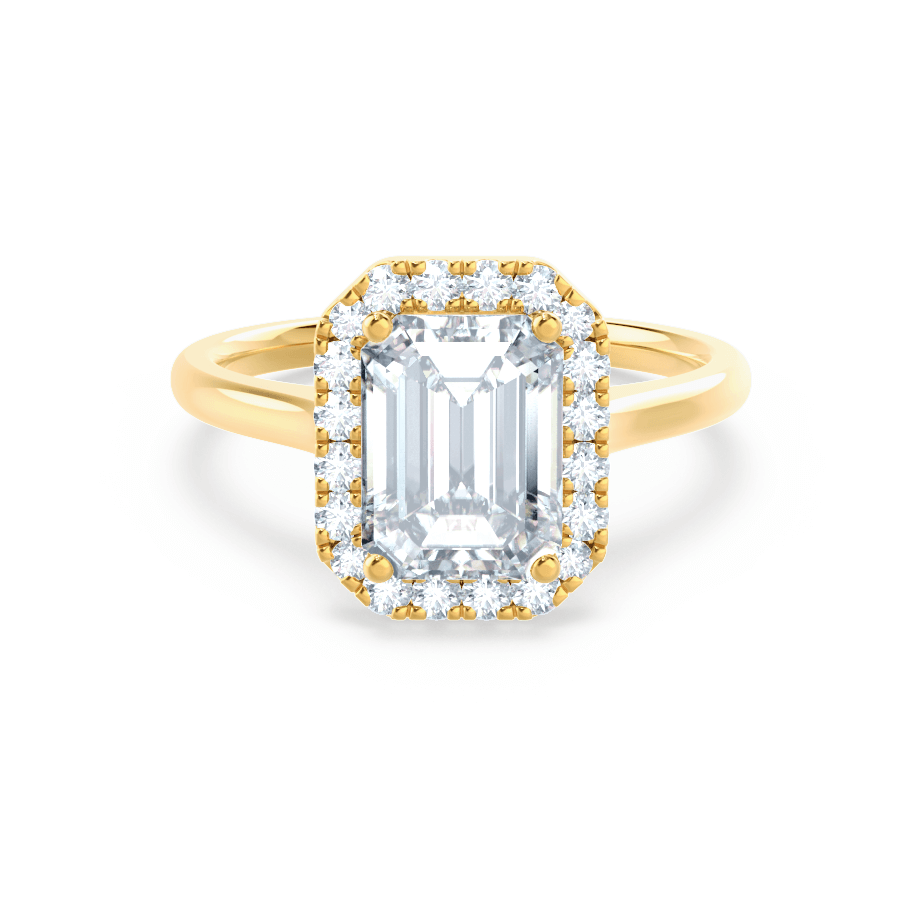 1.75 CT Emerald Shaped Moissanite Halo Style Engagement Ring