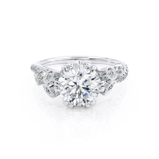 1.50 CT Round Shaped Moissanite Cluster Style Engagement Ring