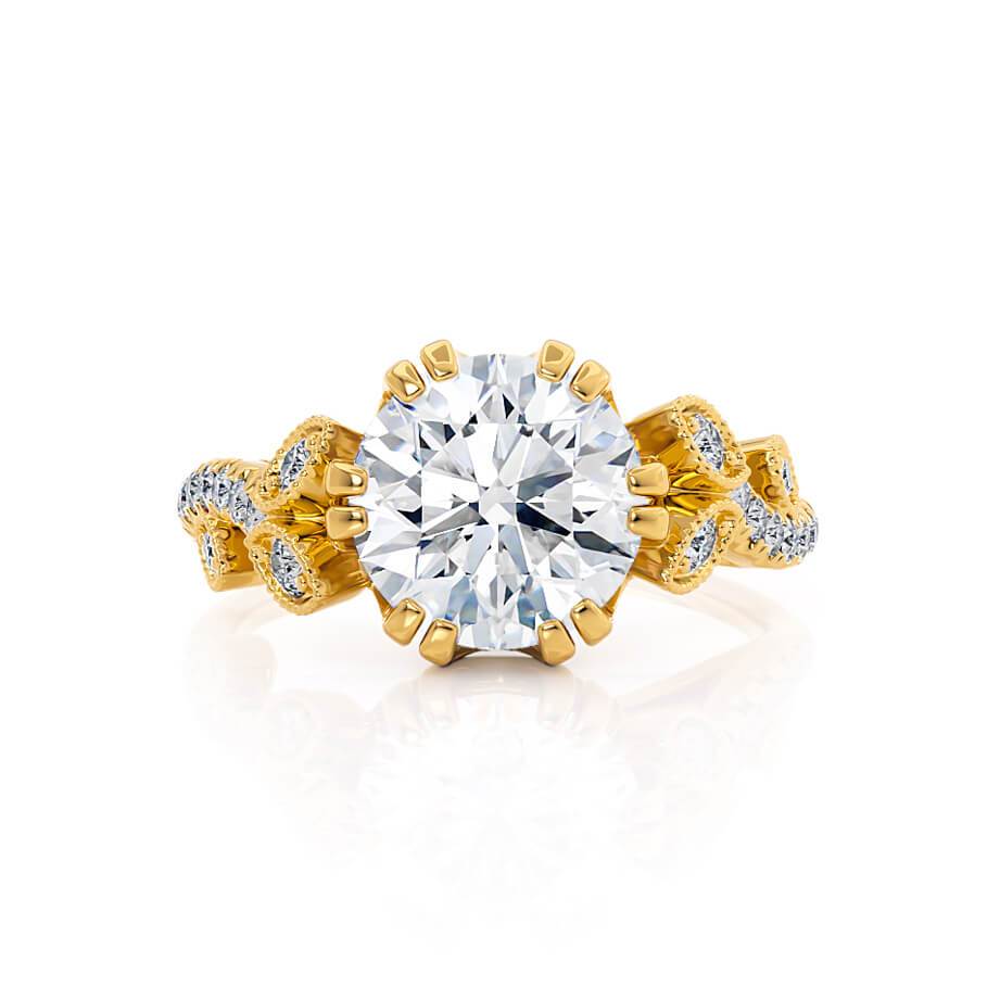 1.50 CT Round Shaped Moissanite Cluster Style Engagement Ring