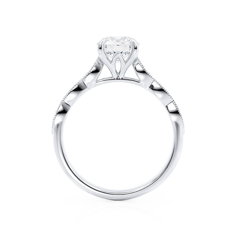 1.0 CT Round Shaped Moissanite Solitaire Pave Style Engagement Ring
