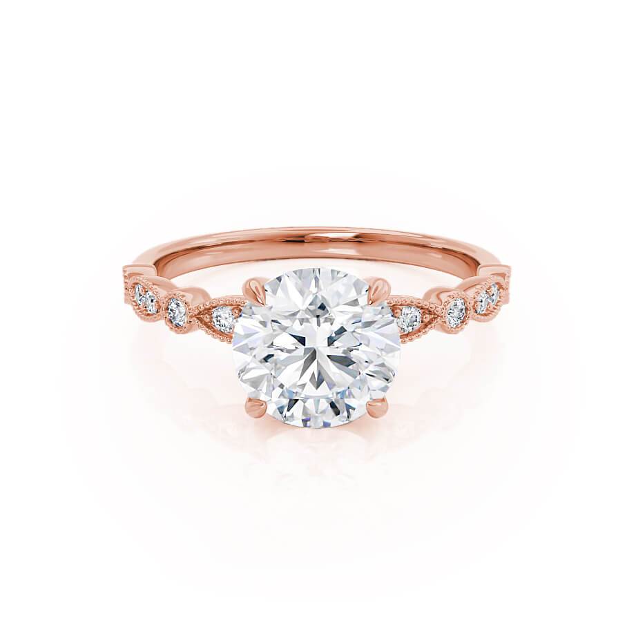 1.0 CT Round Shaped Moissanite Solitaire Pave Style Engagement Ring