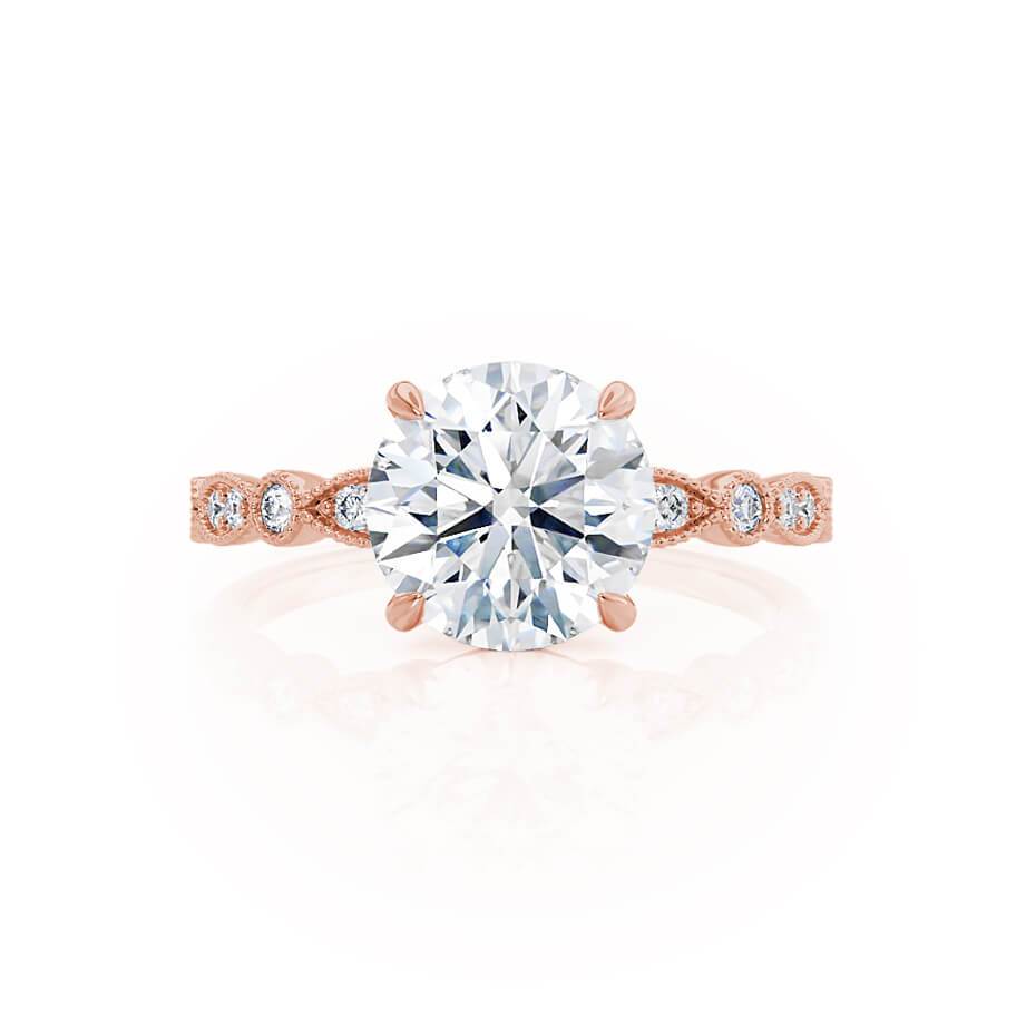 1.0 CT Round Shaped Moissanite Solitaire Pave Style Engagement Ring