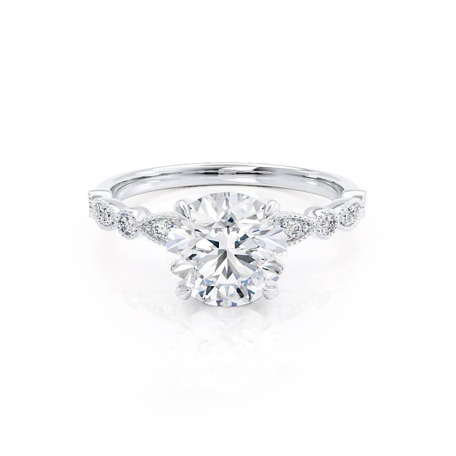1.0 CT Round Shaped Moissanite Solitaire Pave Setting Engagement Ring