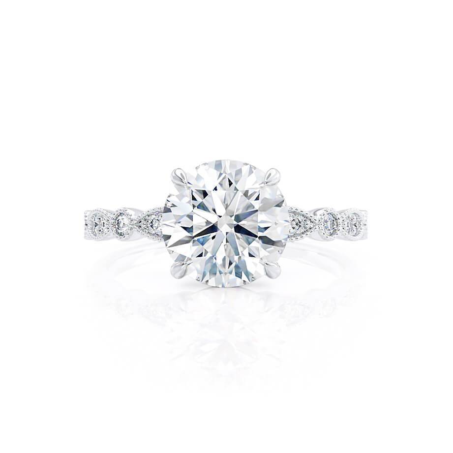 1.0 CT Round Shaped Moissanite Solitaire Pave Setting Engagement Ring