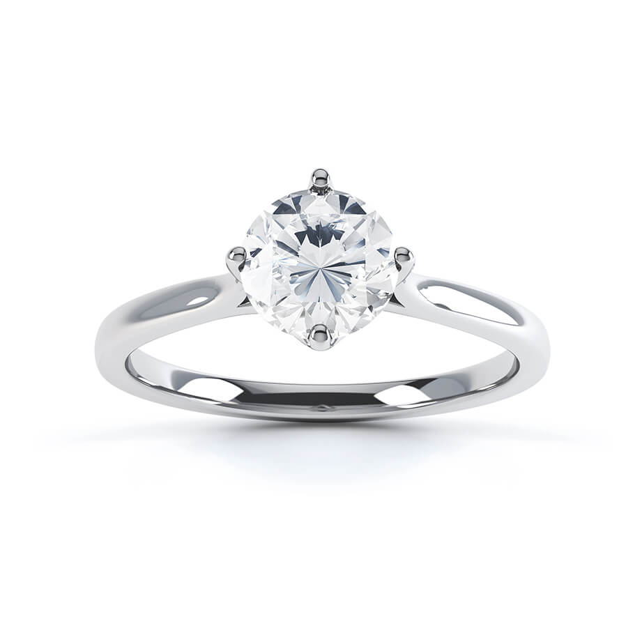 1.0 CT Round Shaped Moissanite Solitaire Style Engagement Ring