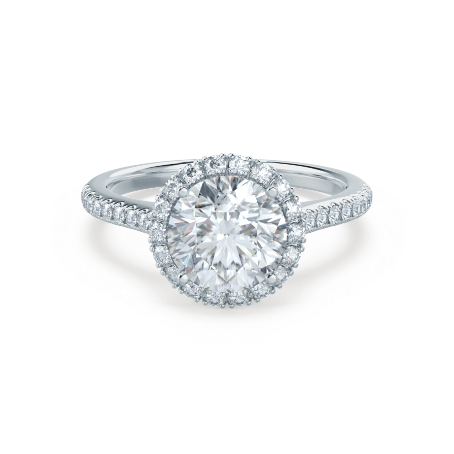 1.0 CT Round Shaped Moissanite Halo Engagement Ring