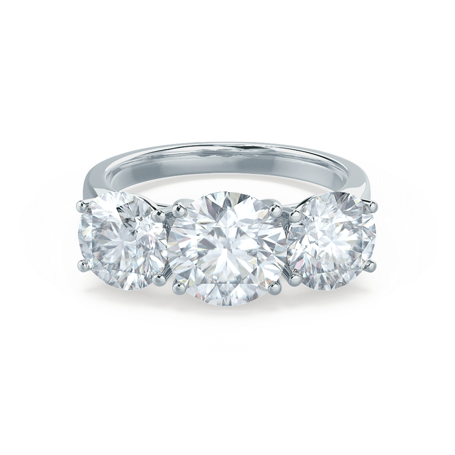1.50 CT Round Shaped Moissanite Three Stone Engagement Ring