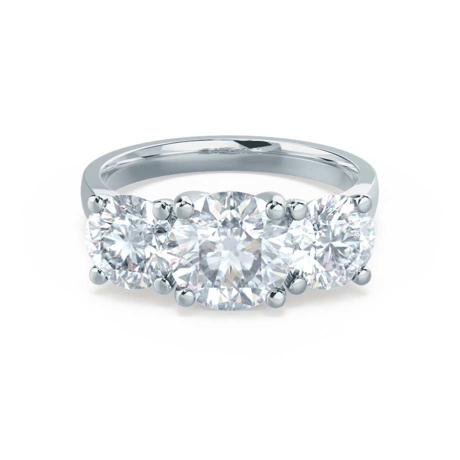 1.0 CT Round Shaped Moissanite Three Stone Style Engagement Ring