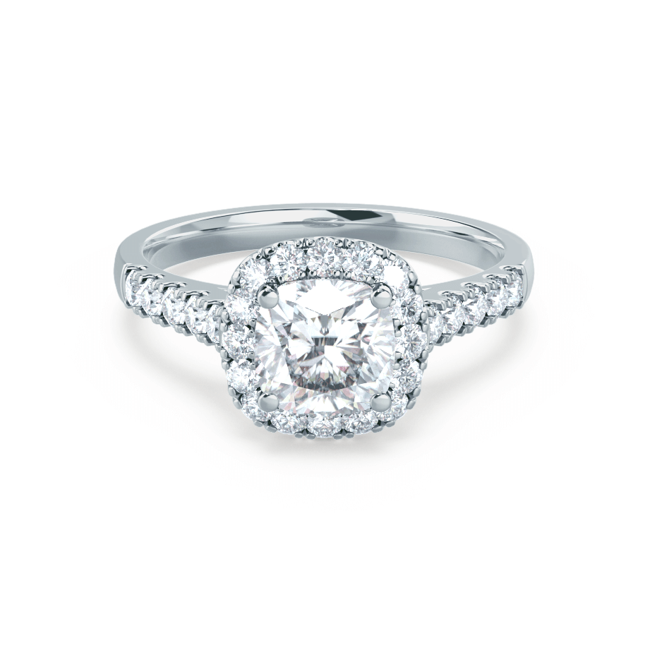 1.70 CT Cushion Shaped Moissanite Halo Pave Style Engagement Ring