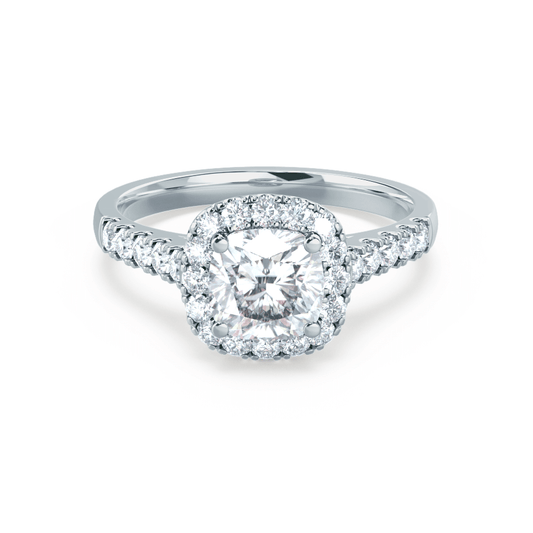 1.70 CT Cushion Shaped Moissanite Halo Pave Style Engagement Ring