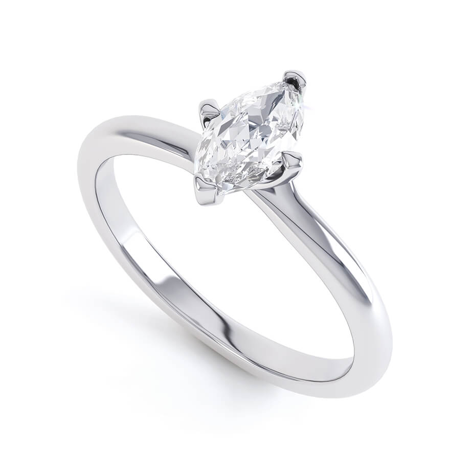 0.70 CT Marquise Shaped Moissanite Solitaire Style Engagement Ring