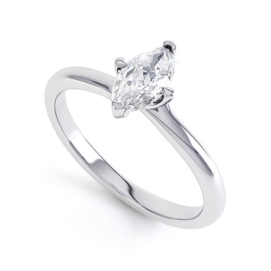 0.70 CT Marquise Shaped Moissanite Solitaire Style Engagement Ring