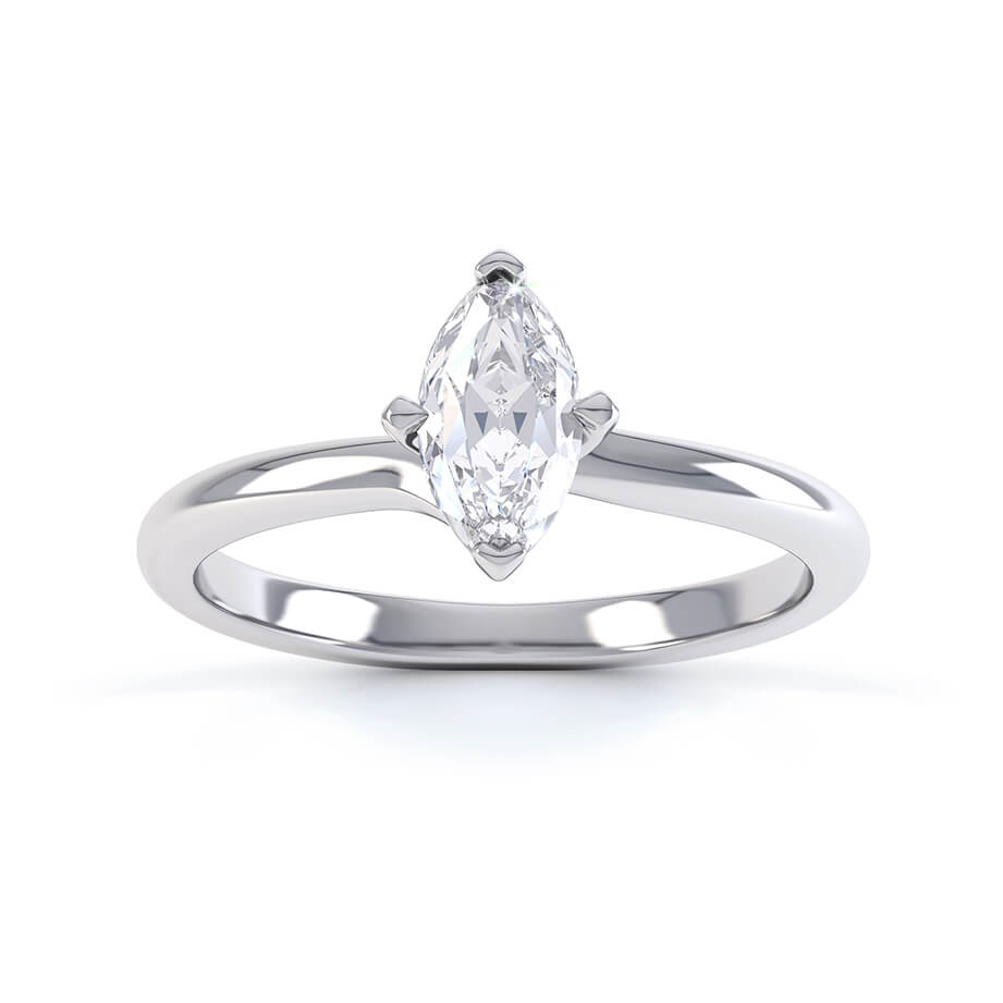 0.70 CT Marquise Shaped Moissanite Solitaire Style Engagement Ring
