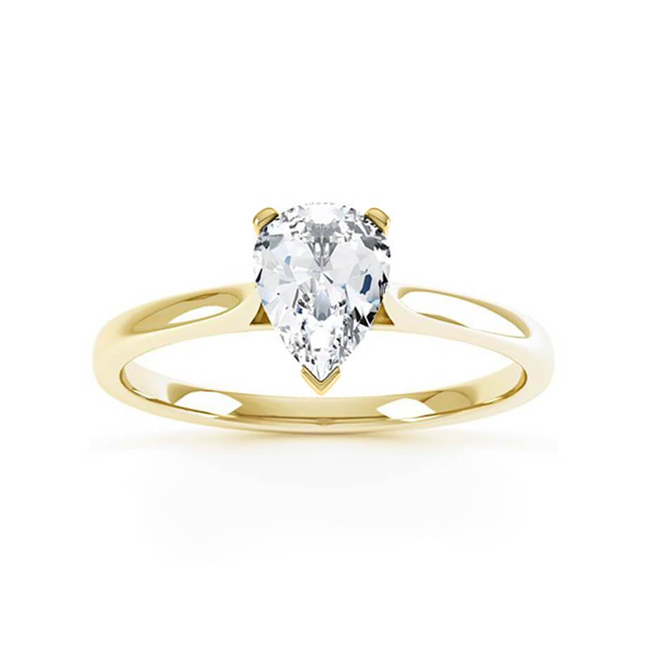 0.95 CT Pear Shaped Moissanite Solitaire Style Engagement Ring