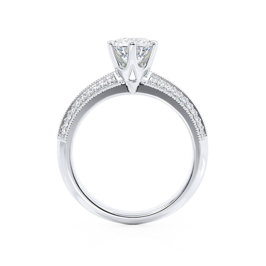 1.50 CT Round Shaped Moissanite Solitaire Pave Style Engagement Ring